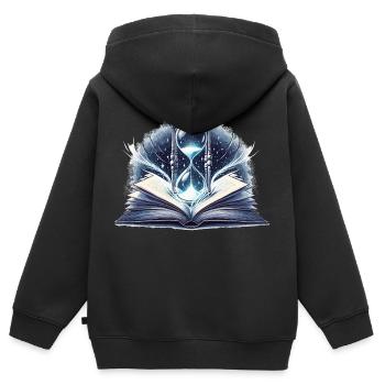 Lernen ist eine Reise, kein Schicksal. - Kinder Premium Organic Zip Hoodie - Schwarz - Hinten - AI Model Kid Male (0cm)