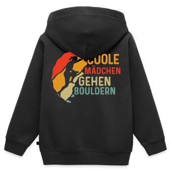 Coole Mädchen Gehen Bouldern Klettern Boulder - Kinder Premium Organic Zip Hoodie - Schwarz - Hinten - AI Model Kid Male (0cm)
