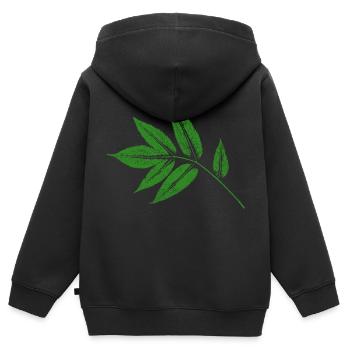 Blatt Esche - Eschenblatt BOTANISCH - Kinder Premium Organic Zip Hoodie - Schwarz - Hinten - AI Model Kid Male (0cm)