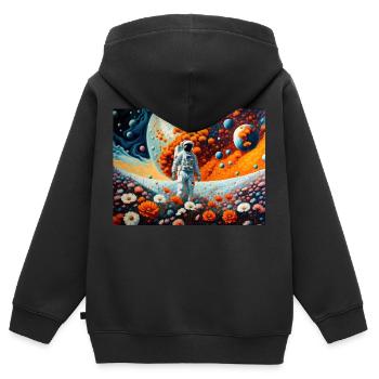Flower Power #19 - Kinder Premium Organic Zip Hoodie - Schwarz - Hinten - AI Model Kid Male (0cm)