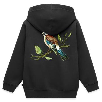 Bunter Vogel - Kinder Premium Organic Zip Hoodie - Schwarz - Hinten - AI Model Kid Male (0cm)