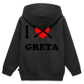 Greta mag ich nicht mehr - Kinder Premium Organic Zip Hoodie - Schwarz - Hinten - AI Model Kid Male (0cm)
