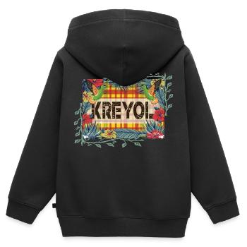 Schöne Geschenkidee KREYOL ODER KREOLISCHE Madras - Kinder Premium Organic Zip Hoodie - Schwarz - Hinten - AI Model Kid Male (0cm)