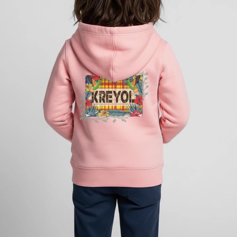 Schöne Geschenkidee KREYOL ODER KREOLISCHE Madras Kinder Premium Organic Zip Hoodie