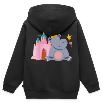 Hippopotame Hippopotame - Sweat Premium à capuche zippé enfant bio - noir - Dos - AI Model Kid Male (0cm)