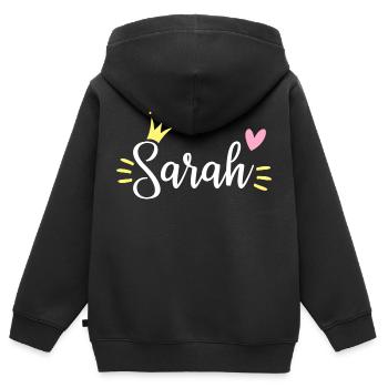 Couronne de nom de Sarah - Sweat Premium à capuche zippé enfant bio - noir - Dos - AI Model Kid Male (0cm)