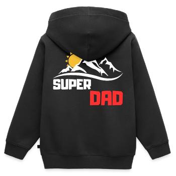 Super Papa - Kinder Premium Organic Zip Hoodie - Schwarz - Hinten - AI Model Kid Male (0cm)