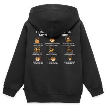 Champignon Cueillette Ramasseur Champignons - Sweat Premium à capuche zippé enfant bio - noir - Dos - AI Model Kid Male (0cm)