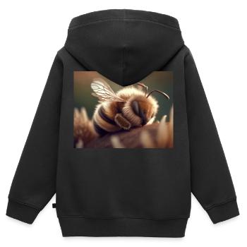 Niedliche Tiere im Winterschlaf – Schildkröte - Kinder Premium Organic Zip Hoodie - Schwarz - Hinten - AI Model Kid Male (0cm)