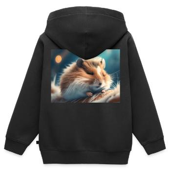 Animaux mignons en hibernation – hamster - Sweat Premium à capuche zippé enfant bio - noir - Dos - AI Model Kid Male (0cm)