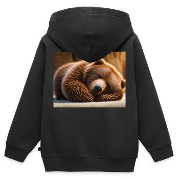 Niedliche Tiere im Winterschlaf – Braunbär - Kinder Premium Organic Zip Hoodie - Schwarz - Hinten - AI Model Kid Male (0cm)