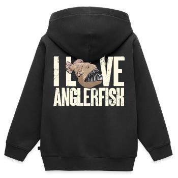 Frogfish Deep Sea Angler Angler Fish - Kids Premium Organic Zip-up Hoodie - black - Back - AI Model Kid Male (0cm)