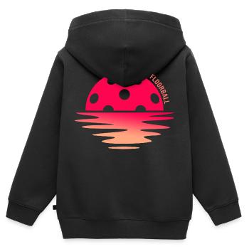 floorball floorball-morning floorballer - Kinder Premium Organic Zip Hoodie - Schwarz - Hinten - AI Model Kid Male (0cm)