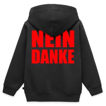 Nein danke - Kinder Premium Organic Zip Hoodie - Schwarz - Hinten - AI Model Kid Male (0cm)