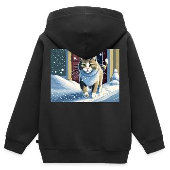ABC, neige autour du chat ABC, die Katze lief im - Sweat Premium à capuche zippé enfant bio - noir - Dos - AI Model Kid Male (0cm)