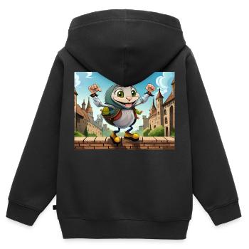 Auf der Mauer auf dem Aussichtspunkt Auf der Mauer - Kinder Premium Organic Zip Hoodie - Schwarz - Hinten - AI Model Kid Male (0cm)