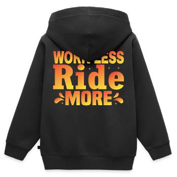 Travailler moins, rouler plus - La liberté de la route - Sweat Premium à capuche zippé enfant bio - noir - Dos - AI Model Kid Male (0cm)
