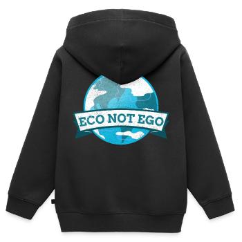L’éco et non l’ego - Sweat Premium à capuche zippé enfant bio - noir - Dos - AI Model Kid Male (0cm)