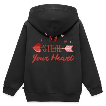 Mr Steal Your Heart - Kids Premium Organic Zip-up Hoodie - black - Back - AI Model Kid Male (0cm)