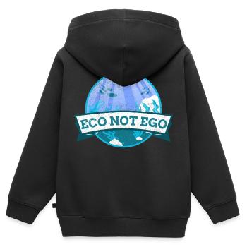 Protection de l’environnement, l’écologie et non l’ego - Sweat Premium à capuche zippé enfant bio - noir - Dos - AI Model Kid Male (0cm)