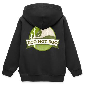 Protection de l’environnement, l’écologie et non l’ego - Sweat Premium à capuche zippé enfant bio - noir - Dos - AI Model Kid Male (0cm)
