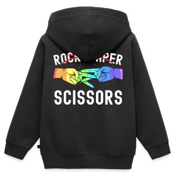 Lesbischer Stolz Steinpapier Schere Lustig LGBTQ - Kinder Premium Organic Zip Hoodie - Schwarz - Hinten - AI Model Kid Male (0cm)