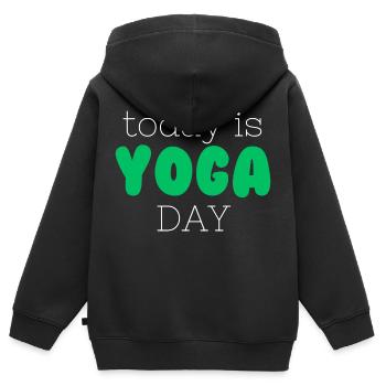 International Yoga Day - Kinder Premium Organic Zip Hoodie - Schwarz - Hinten - AI Model Kid Male (0cm)
