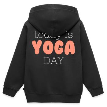 International Yoga Day - Kinder Premium Organic Zip Hoodie - Schwarz - Hinten - AI Model Kid Male (0cm)