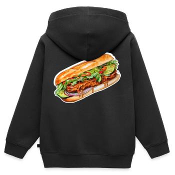 Banh Mi - Sweat Premium à capuche zippé enfant bio - noir - Dos - AI Model Kid Male (0cm)
