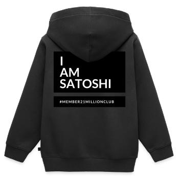 I am Satoshi - Kids Premium Organic Zip-up Hoodie - black - Back - AI Model Kid Male (0cm)