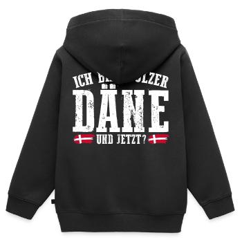 Danois Danemark - Sweat Premium à capuche zippé enfant bio - noir - Dos - AI Model Kid Male (0cm)