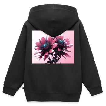 cyberpunk flowers - Kids Premium Organic Zip-up Hoodie - black - Back - AI Model Kid Male (0cm)