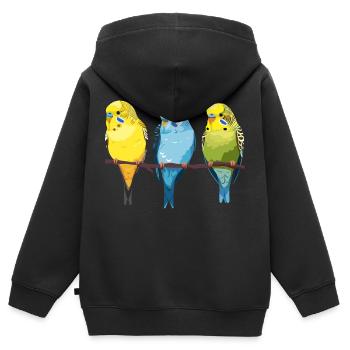 3 Budgies - Kids Premium Organic Zip-up Hoodie - black - Back - AI Model Kid Male (0cm)