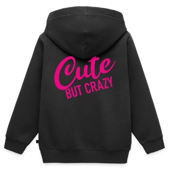 Mignon mais fou - Citation cool - Doux mais fou - Sweat Premium à capuche zippé enfant bio - noir - Dos - AI Model Kid Male (0cm)