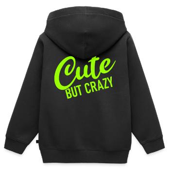 Mignon mais fou - Citation cool - Doux mais fou - Sweat Premium à capuche zippé enfant bio - noir - Dos - AI Model Kid Male (0cm)
