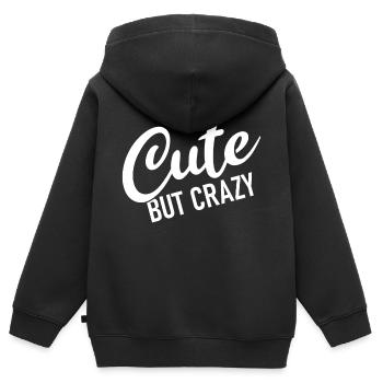 Mignon mais fou - Citation cool - Doux mais fou - Sweat Premium à capuche zippé enfant bio - noir - Dos - AI Model Kid Male (0cm)