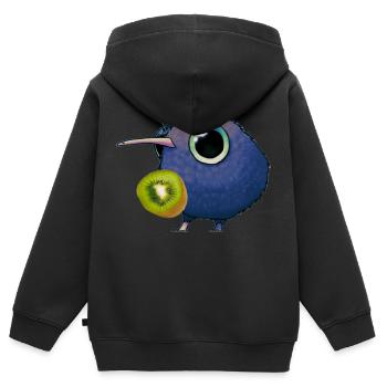 kiwi The Beast - Kinder Premium Organic Zip Hoodie - Schwarz - Hinten - AI Model Kid Male (0cm)