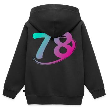 Nummer 78 mehrfarbig - Kinder Premium Organic Zip Hoodie - Schwarz - Hinten - AI Model Kid Male (0cm)