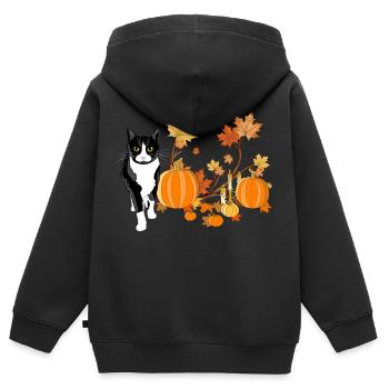 Kathy spooky halloween - Sweat Premium à capuche zippé enfant bio - noir - Dos - AI Model Kid Male (0cm)