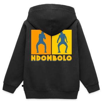 Ndombolo - Kinder Premium Organic Zip Hoodie - Schwarz - Hinten - AI Model Kid Male (0cm)