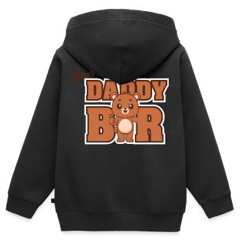 Daddy Bär - Kinder Premium Organic Zip Hoodie - Schwarz - Hinten - AI Model Kid Male (0cm)