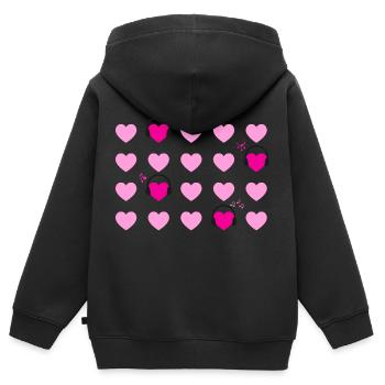 Herz Herz Rot Rosa Musik - Kinder Premium Organic Zip Hoodie - Schwarz - Hinten - AI Model Kid Male (0cm)