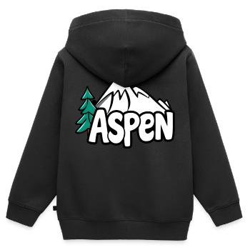 Aspen Colorado USA - Kinder Premium Organic Zip Hoodie - Schwarz - Hinten - AI Model Kid Male (0cm)
