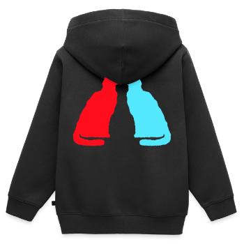 2 Katzen Küssen Pärchen Zwei Freunde Schmusen Paar - Kinder Premium Organic Zip Hoodie - Schwarz - Hinten - AI Model Kid Male (0cm)