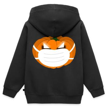 Cadeau de masque de citrouille d’Halloween - Sweat Premium à capuche zippé enfant bio - noir - Dos - AI Model Kid Male (0cm)