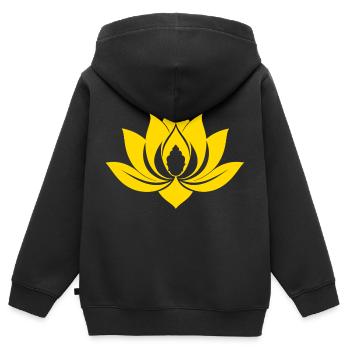 Gelber Lotus - Kinder Premium Organic Zip Hoodie - Schwarz - Hinten - AI Model Kid Male (0cm)