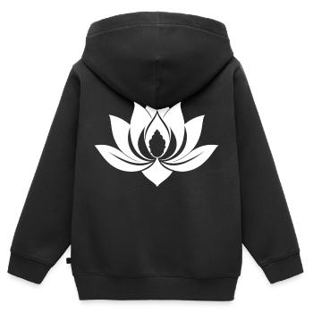 Weiße Seerose - Kinder Premium Organic Zip Hoodie - Schwarz - Hinten - AI Model Kid Male (0cm)