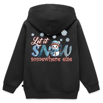 Qu’il neige - Sweat Premium à capuche zippé enfant bio - noir - Dos - AI Model Kid Male (0cm)