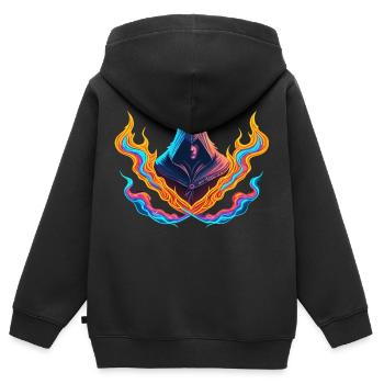 POUVOIR TRANSFORMATEUR DES FLAMMES AU NÉON - Sweat Premium à capuche zippé enfant bio - noir - Dos - AI Model Kid Male (0cm)
