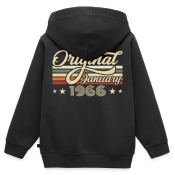 Anniversaire Janvier 1966 Janvier Né en janvier - Sweat Premium à capuche zippé enfant bio - noir - Dos - AI Model Kid Male (0cm)
